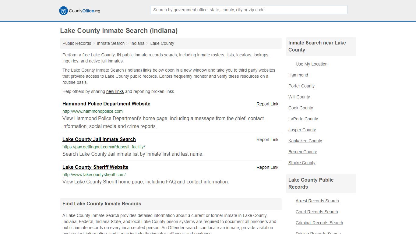 Inmate Search - Lake County, IN (Inmate Rosters & Locators)